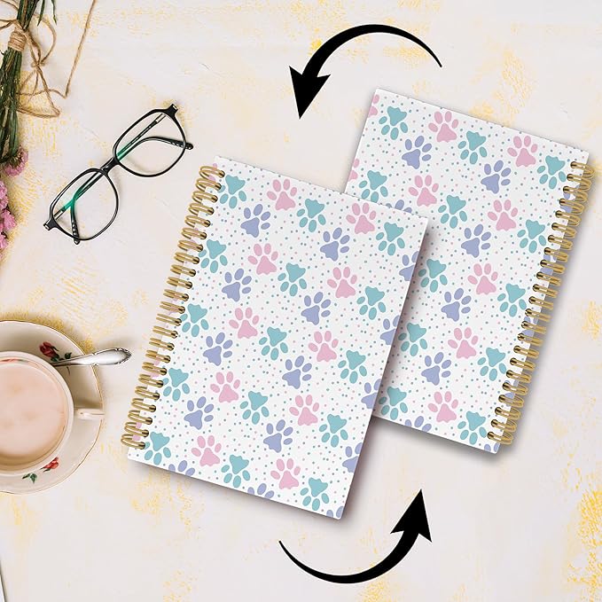 Dog Paw Themed Journal Notebook - Cute Dog Animals Pet Paws Notebooks College Ruled for Work School, Gifts for Dog Lovers Dog Mom, Office Supplies, Hardcover Spiral Notebook 5.5"x8.3"