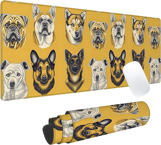 Dog Gaming Mouse Pad, Office Desk Mat, Anti-Slip Rubber Base Cool Aesthetic Mouse Pads for Computer Laptop Keyboard School Home Desktop Gamer Home Accessories Decor 31.5" x 11.8"