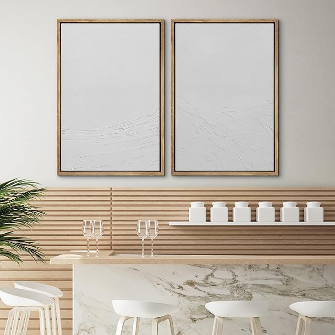 SIGNWIN Framed Canvas Print Wall Art Set Geometric Gray Pastel Color Field Landscape Abstract Shapes Illustration Modern Art Minimalism Decorative for Living Room, Bedroom, Office - 16"x24"x2 Natural