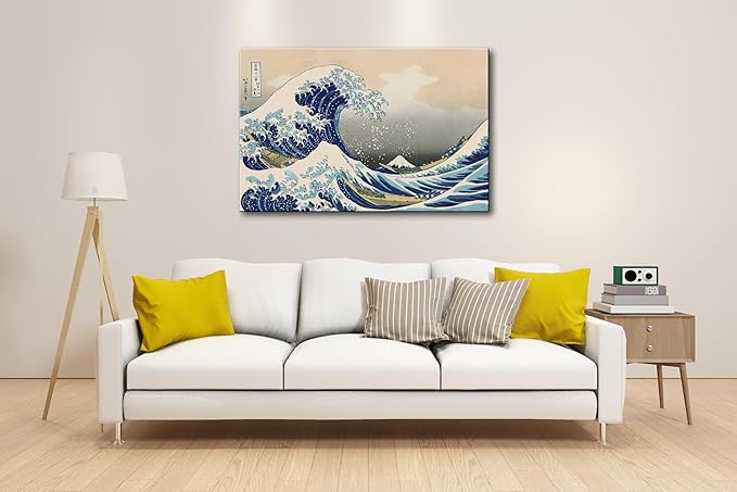weiyiart The Great Wave off Kanagawa by Katsushika Hoki. Classic Art Reproduction Print Ocean Wave Poster Paintings Home Office Decoration 36x24Inch