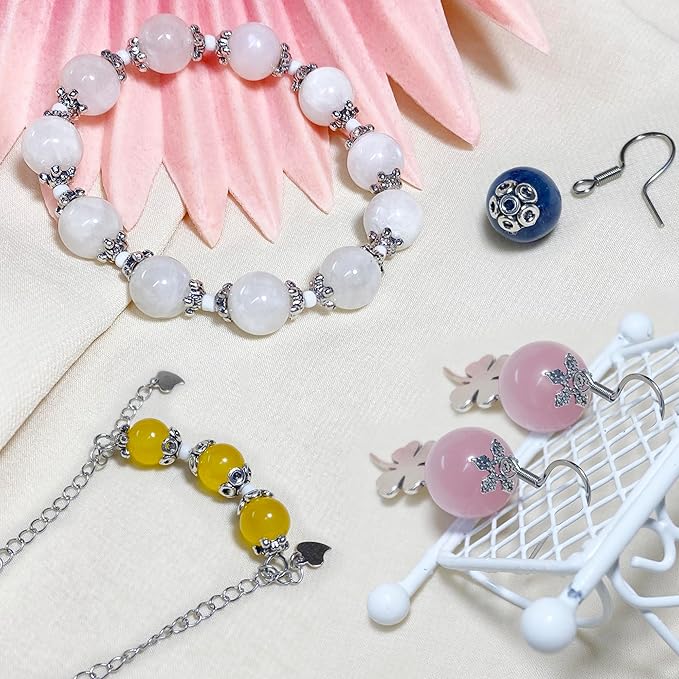 Antique Silver Spacer Bead Caps Set – 600Pcs Mixed Tibetan & Bali Style Beads Caps for Jewelry Making | Fits 8–14mm Beads | Silver, Brass & Copper Metal Bead Caps for Bracelets, Necklaces, Earrings