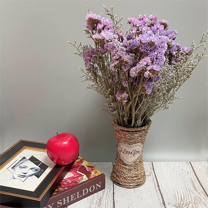 L'BREVOGA Dried Flowers with Stem, 16 inches Statice/Sea Lavender Dried Flower for Floral Arrangments Home Decoration (Statice)