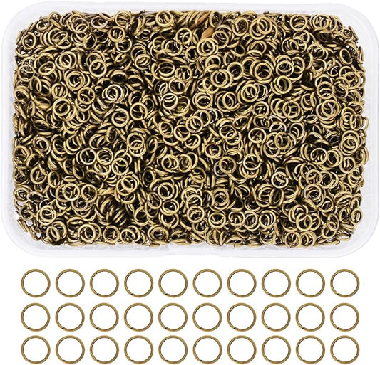 Mandala Crafts Assorted Antique Brass Jump Rings Jewelry Findings Metal O Rings for Jewelry Making Supplies - 5000 3mm Small Open Jump Rings Kit for Necklace Earring