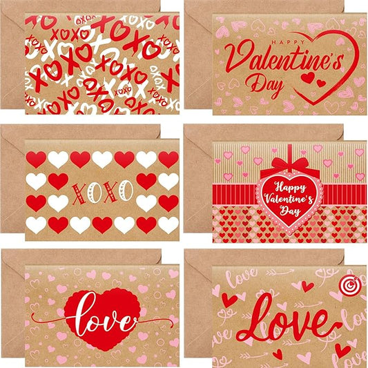 240 Sets Valentine's Day Cards with Envelopes Stickers Bulk Assortment Foldable Love Heart Greeting Cards Red Pink Envelopes for Valentine's Day Anniversary Wedding(Classic)