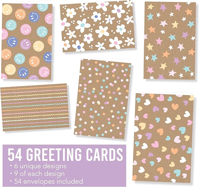 Hadley Designs Blank Cards and Envelopes – 54 Greeting Blank Notecards with Envelopes Bulk, Notecards Stationery Card Set, Stationary Note Cards, Rustic Greeting Card Pack, Designed in USA