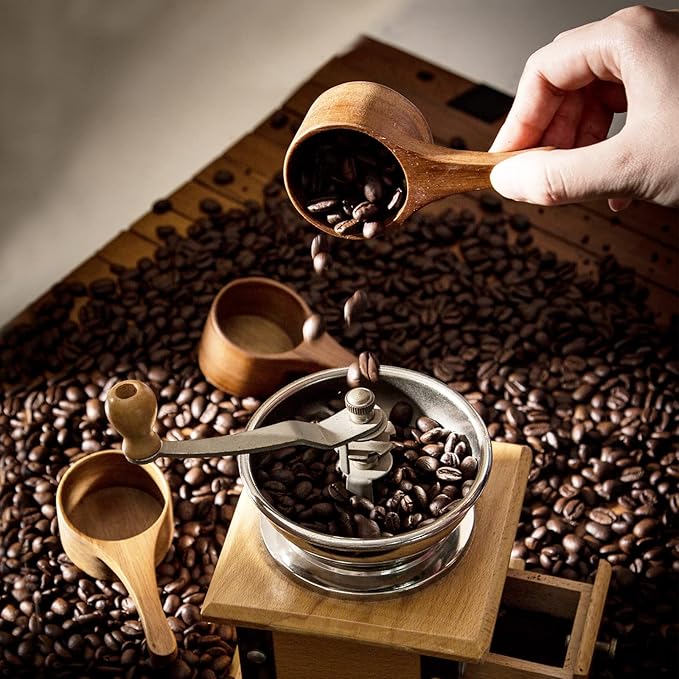 40 ml 4 Pack Acacia Wood Coffee Scoops, Small Wooden Coffee Spoons for Jars and Containers, Set of 4 Tablespoon Bean Scoop, Cute Coffee Beans Measuring Scoop for Cooking, Bath Salt.