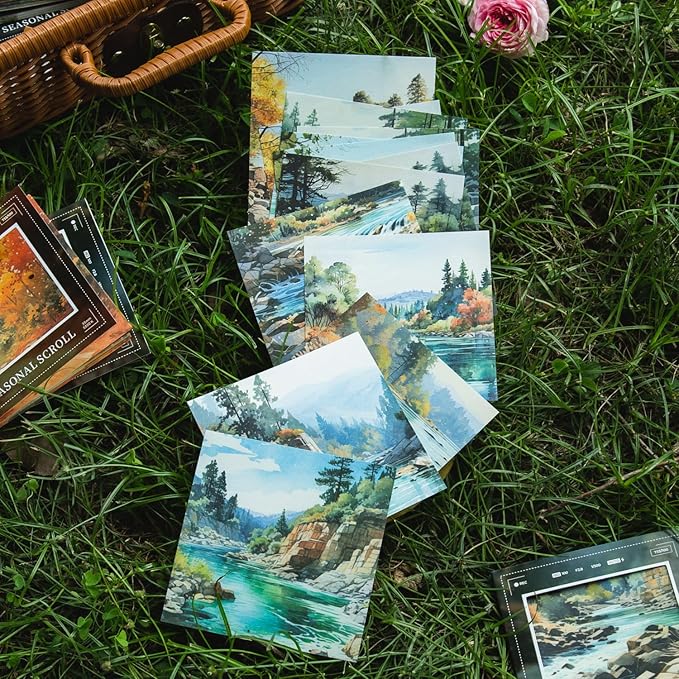 180Pcs Seasonal Scrapbook Paper, Nature Ephemera Pack for Journaling and Junk Journals, Scrapbooking Kit with Glue Tape