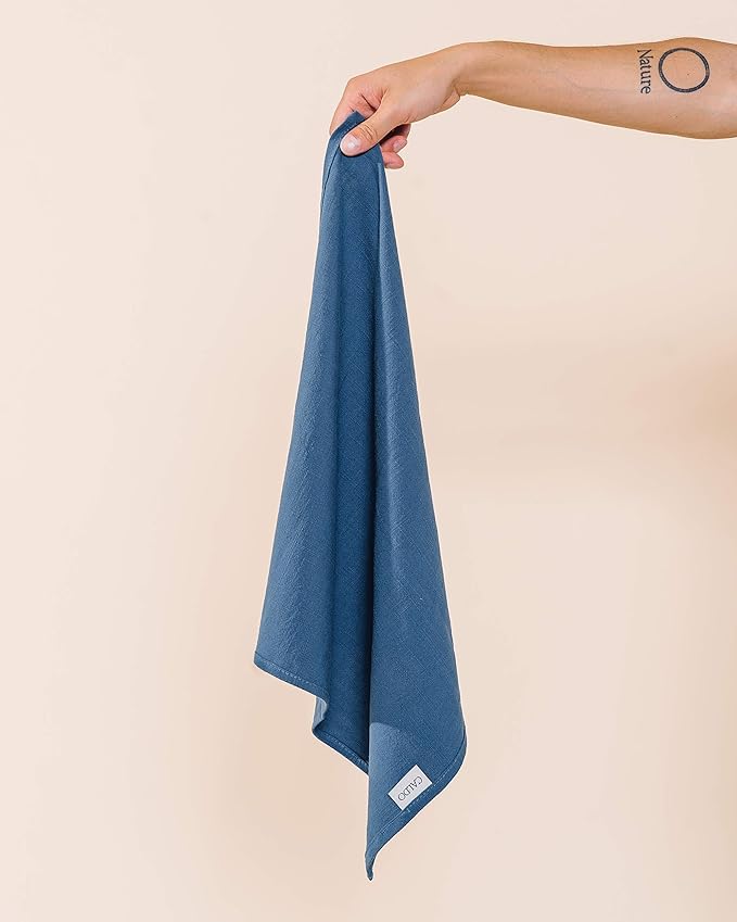 Caldo Linen Dinner Napkins - Rustic- Soft and Durable Cloth - Washable and Reusable- 4 Pack - 20x20 inch (Vintage Blue)