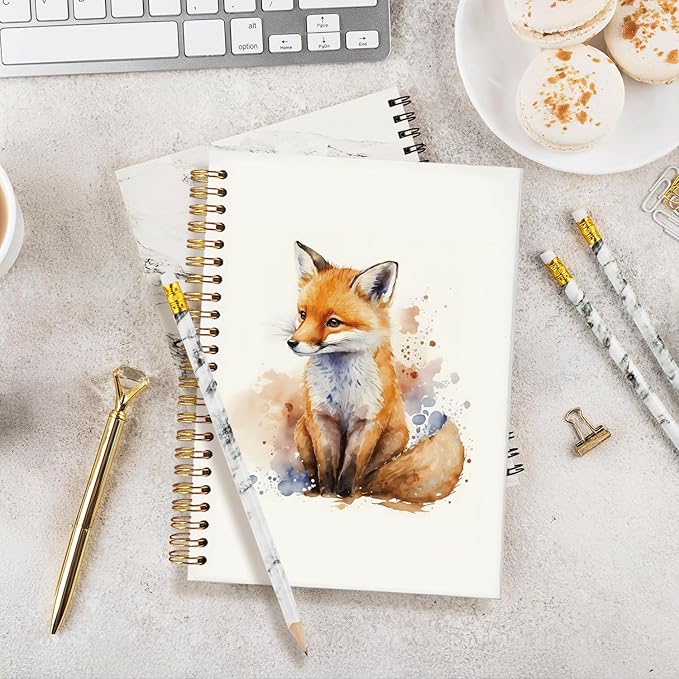 Fox Spiral Notebook Journals,Fox Gifts,Cute Notebooks for Women Girls Teachers,Fox Gifts for Women, Men, Lovers,College Ruled Hardcover Spiral Notebook Journal for Work Notes Journaling 5.5x8.3