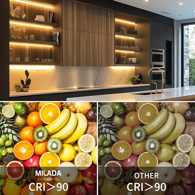 COB LED Strip Light 3000K 40FT/12M warm white led strip Dimmable High Lumen Strip with IR Remote 24V UL Certified Adapter Suitable Adhesive Indoor COB LED Strip for Bedroom Living Room, Shelf, Cabinet