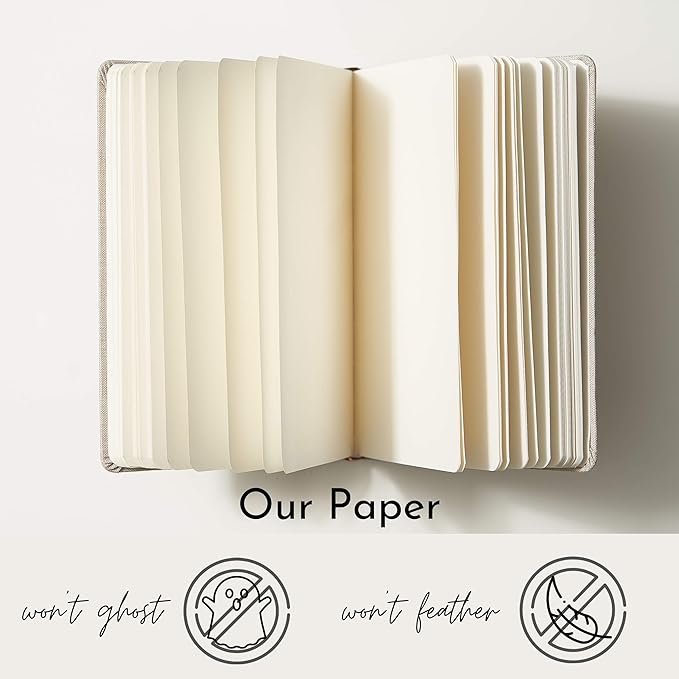 Portage Blank Hardcover Aesthetic Notebook Writing Journal – Bleed-Proof Paper Notepad for Journaling, High GSM, A5 Notebook, Cream Pages - Smoke, 6 x 8.5 Inches, 224 Pages