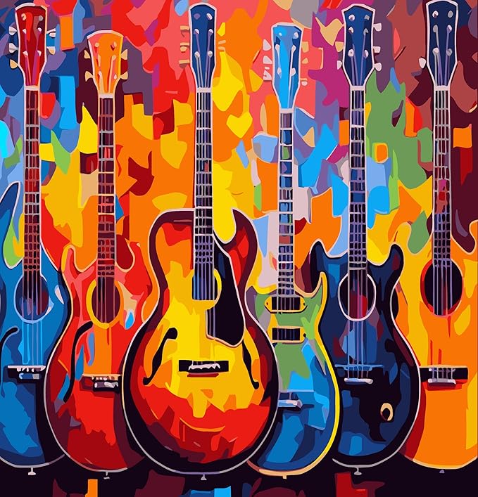 Painting by Numbers Kit for Adults Beginner,Guitar Dream Color by Numbers for Adults,Adult Paint by Number Kits on Canvas,Paint by Numbers Easy Oil Painting for Home Wall Decor 15.7X19.7 Inch