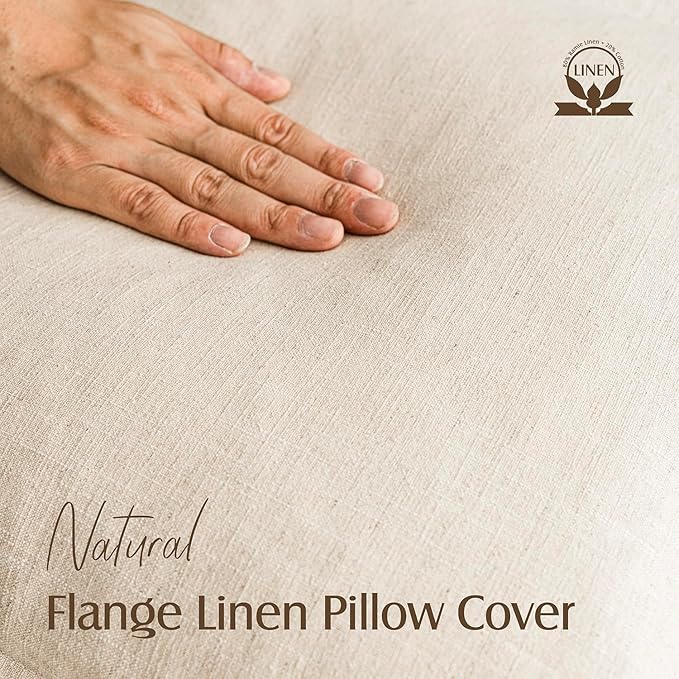 Foindtower Pack of 2, Decorative Linen Soild Throw Pillow Covers Soft Accent Cushion Case Boho Farmhouse Neutral Pillowcase for Couch Sofa Bedroom Living Room Home Decor 16 x 16 Inch Natural Beige