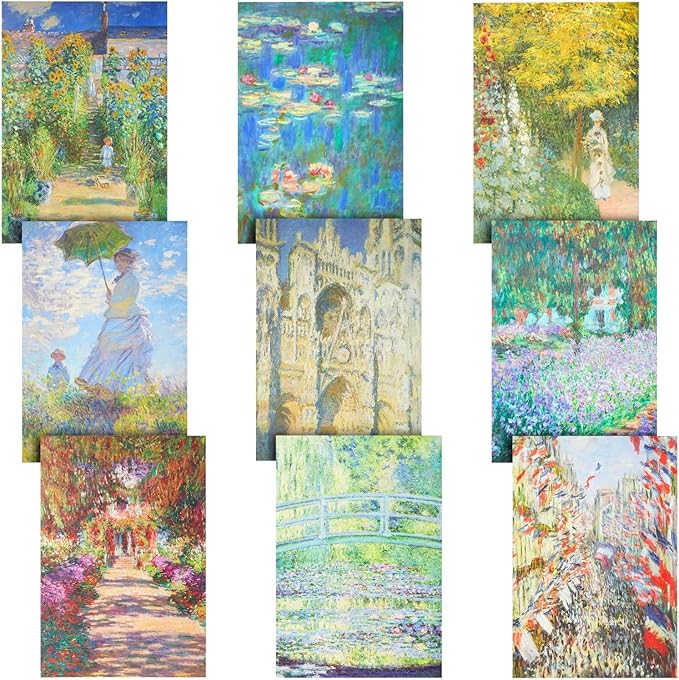 The Gifted Stationery Wall Art Monet Poster Set - 20 Pack, 13 x 19 in, Multicolor - Office & Dorm Room Wall Decor - Apartment Decor & Aesthetic Art Prints
