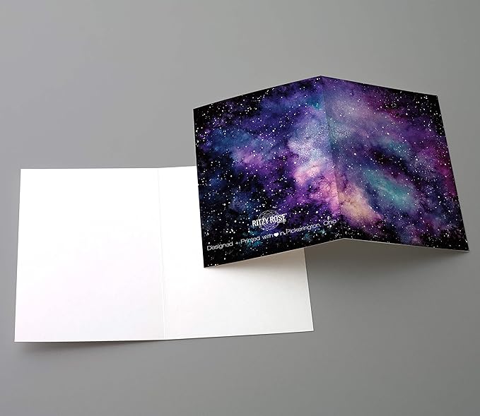 Abstract Greeting Cards Boxed Set - 24 All Occasion Blank Just Because or Thank You Cards w/White Envelopes - High-Quality Card Stock by RitzyRose (Galaxy)
