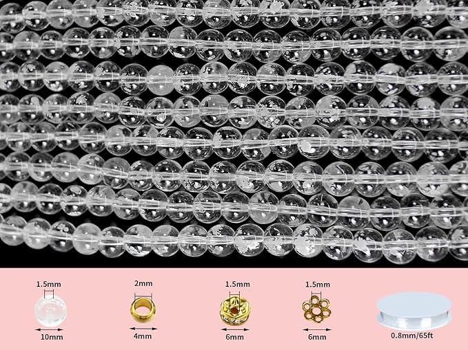Pamir Tong 500PCS 10mm Clear Glass Beads for Jewelry Making,Round Smooth Beads, Bracelet Space Loose Beads for Jewelry Making Earring, Necklaces, DIY Crafts & Gifts #365