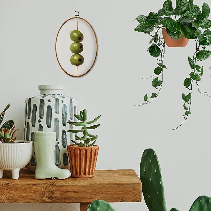 Hiuwevt Vintage Farmhouse Olive Kitchen Oval Wall Art Decor, Farmhouse Framed Canvas Prints, Rustic French Olives Oval Wall Hanging Decor for Kitchen Dining Room Home Decorations, 8.6x11.4 Inches