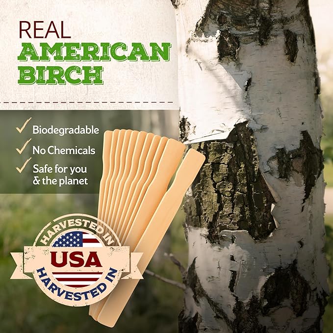 Henry Bukke's Best Birch Paint Sticks, 50-Pack, 12 Inch – Clean & Smooth for Automotive, Industrial, Beauty, Art & Craft Projects, Made in USA