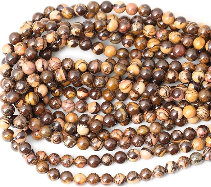 45PCS 8mm Natural Africa Picture Jasper Gemstone Round Loose Beads for DIY Bracelet Necklace Earrings Jewelry Making 1 String 15 Inches