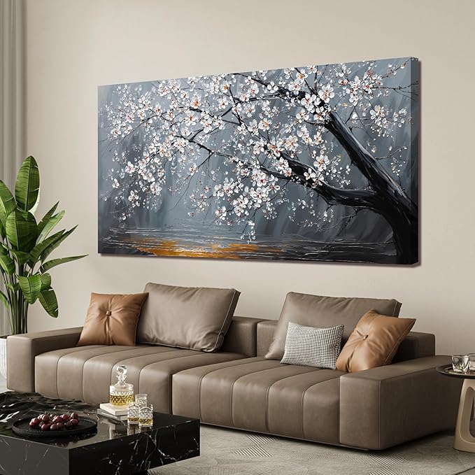 Canvas Wall Art Decor Modern Botanical Wall Art Prints Art Work For Flower Wall Decor Black And White Floral Wall Art Pictures For Living Room Bedroom Office Decor 20"X 40" Artwork For Walls