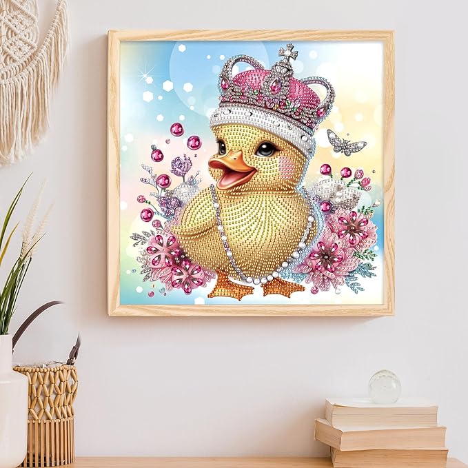 Tontut Duckling Diamond Art Painting Kits, 5D Special Shape Beginner Crystal Diamond Art Painting for Home Wall Decor Gifts 12×12 inch