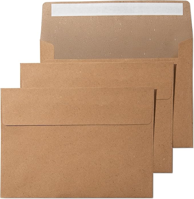 Pack It Chic - A7 Kraft Envelopes 5” X 7” (250 Count) Self Seal Envelopes for Wedding Invitations, Save the Date Cards, Graduation, Baby Shower, Photos, Greeting Cards, Mailings - 5 1/4" X 7 1/4"