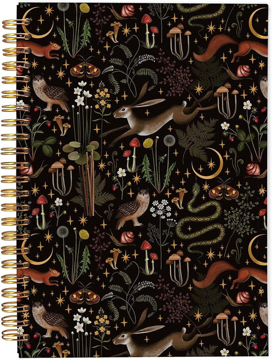 Fairy Rustic Forest Notebook, Gothic Vintage Mushroom Woodland Wild Animals Butterfly Dark Cottagecore Aesthetic Journal Notebook, Cottagecore Gifts, Spiral Notebook 5.5x8.3