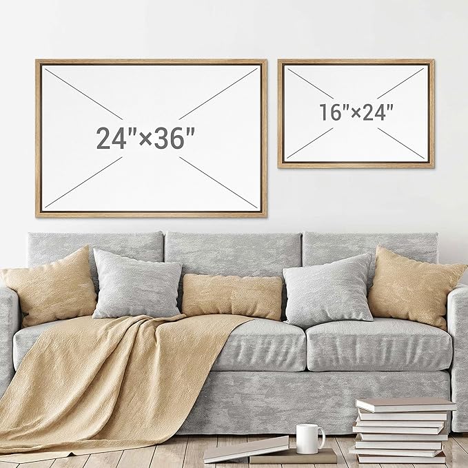 SIGNWIN Framed Canvas Print Wall Art Set Abstract Black Brushstroke Illustrations Modern Art Minimal Boho Colorful for Living Room, Bedroom, Office - 16"x24"x2 NATURAL