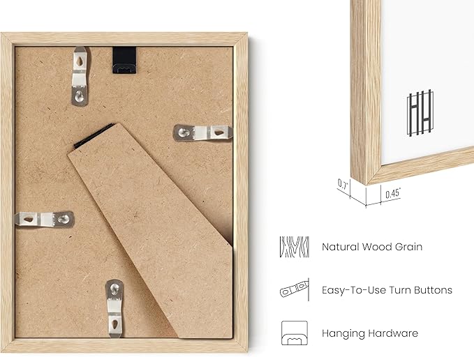 HAUS AND HUES Beige Oak Wood 6x8 Picture Frame - Modern Wood Wall Art Display - Lightweight 6x8 Frame for Art Prints, Photos, Posters - Ready-to-Hang Vertically & Horizontally (Set of 1)