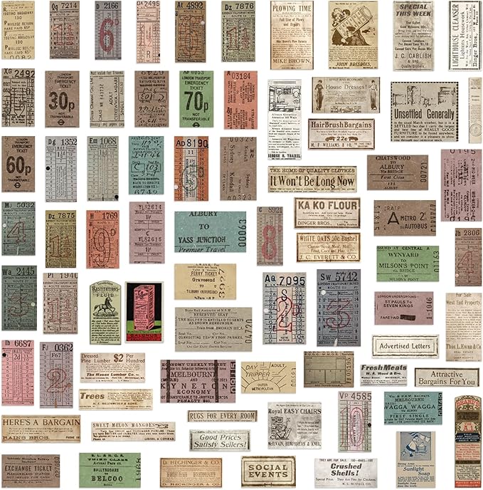 Vintage Stickers, 150 Pcs Scrapbooking Supplies for Bullet Journals, Planners, Letter, Card Album Making, Collage Art, Crafts, Water Bottle