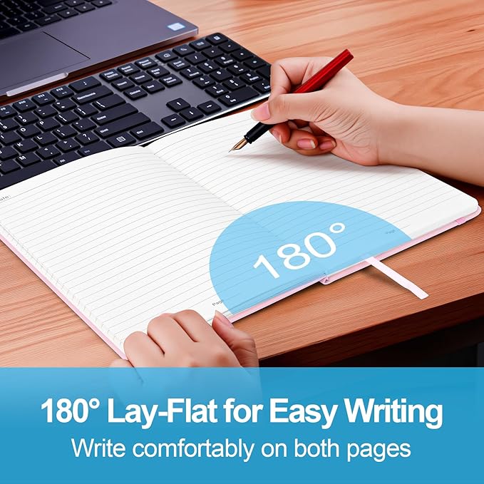 Lined Dotted Journal Notebook A5 (6x8), Dot Grid Hardcover PU Leather Writing Journal with Japanese Paper, 160 Pages, Gift for Women and Men, Work & Note Taking