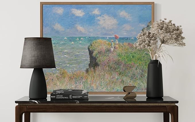 The Cliff Walk Claude Monet Wall Art Print Poster, Impressionist Painting Wall Art Wall Decor, for Bedroom and Living room Bathroom Decor 115 (The Cliff Walk, 8 x 10 inches, Wood Frame)