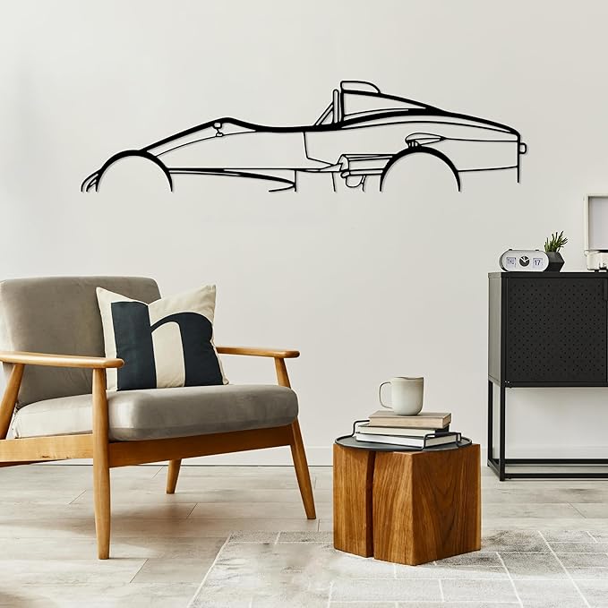 DecoSoul Formula 1 Metal Wall Art, F1 Race Car Metal Silhouette, Minimalist Sculpture for Office, Garage, Man Cave, Sports Car, (Black - 55 x 12' inch)