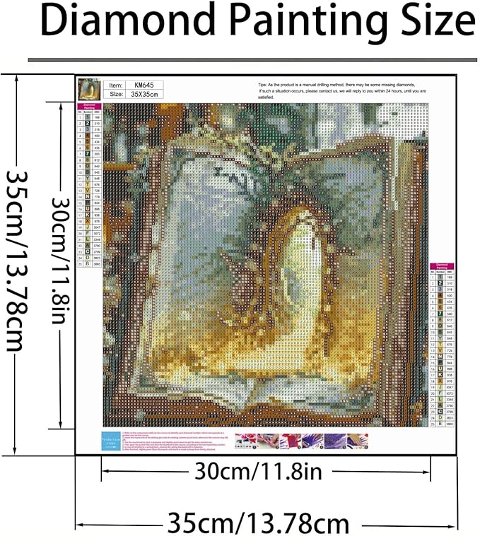 Diamond Paintings Kits for Beginners,Full Round Drill Diamond Arts Kits for Adults,Magic Book Door Paint by Diamond,5D DIY Diamond Painting Dot Gem Art, for Home Wall Decor 13.8x13.8 Inch