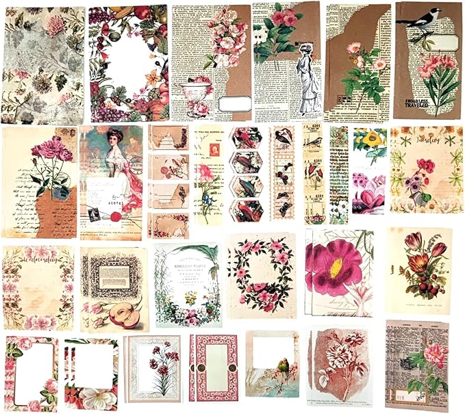 200PCS Vintage Scrapbooking Supplies Kit for Journaling, Scrapbook Sticker Paper Pack for for Bullet Journals Junk Journal Planners Aesthetic Cottagecore Room Decor Wall Art Collage Album