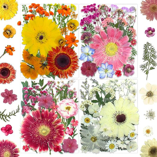 100 Pcs Big Dried Pressed Flowers for Resin Molds, Real Natural Bulk Dry Wildflowers Leaves Perfect for Epoxy, DIY Crafts, Nails, Soap Candles Jewelry Making, and Home Decor