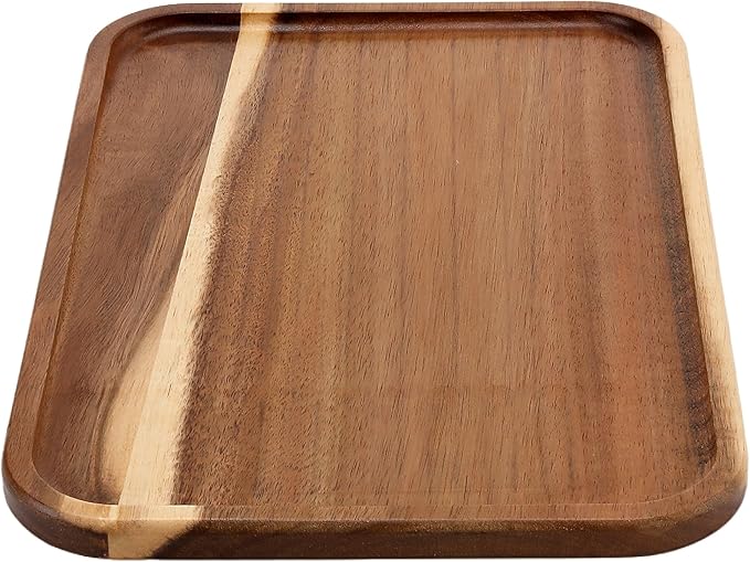 3 PCS Acacia Wood Serving Trays, 13'' x 9'' Rectangular Wooden Platters, Wood Kitchen Tray for Food, Cookie, Dessert, Fruit, Snack, Appetizer, Vegetable, Brown
