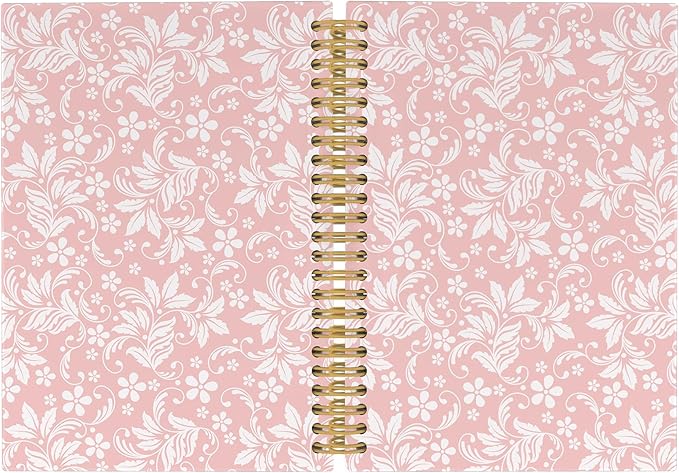 Vintage Flower Pink Journal Notebook - Aesthetic Botanical Floral Notebooks College Ruled for Work School, Gifts for Women Coworker, Office Supplies, Hardcover Spiral Notebook 5.5"x8.3"