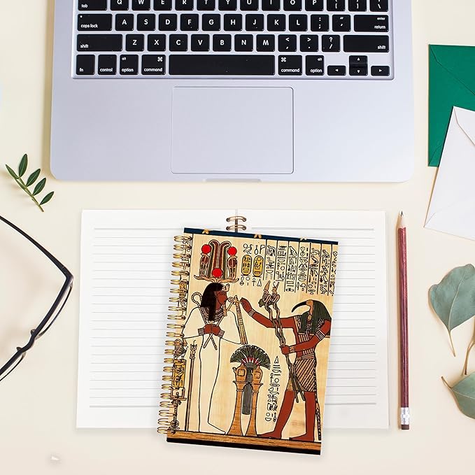 BearCake Ancient Egypt Theme Vintage Notebook Journal, Egytian Mathology Gifts, Ancient Egypt Gifts for Women, Hardcover Spiral Notebook 5.5x8.3