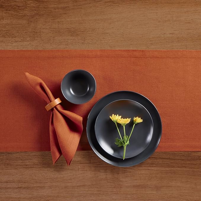 Solino Home Linen Table Runner 36 Inches - 100% Pure Linen Cinnamon Table Runner 14 x 36 Inch Ideal for Dresser and Coffee Tables - Diana Medium Weight