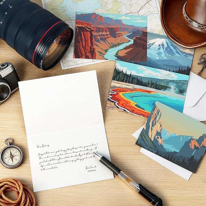 48 Pack Blank Cards and Envelopes, National Parks Blank Greeting Cards, Blank Cards for All Occasion