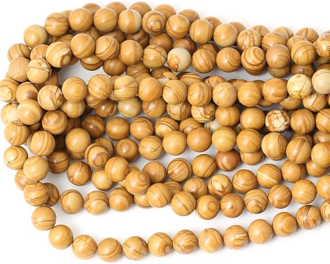 35PCS 10mm Natural Woodgrain Jasper Round Loose Beads for Jewelry Making DIY Bracelet Necklace Materials 1 Strand 15"