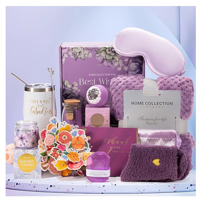 Christmas Gifts Unique for Women Get Well Soon Gifts, Self Care Baskets Bath Set Care Package Thinking of You Gifts Relaxation Gifts for Women Mom Her Friend Wife Grandma w/ Blanket