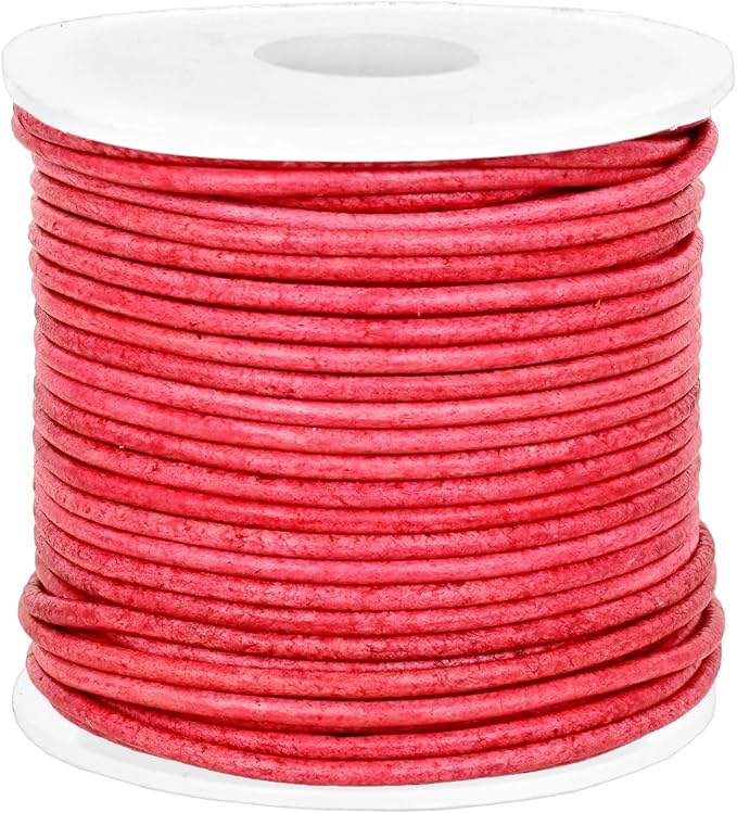 GENIQUE Real/Genuine Round Leather String Cord for Necklace, Bracelets, Jewelry, Kumihimo Braiding, DIY Projects (20 Metres) (1.5mm, Cyclaman Distressed)