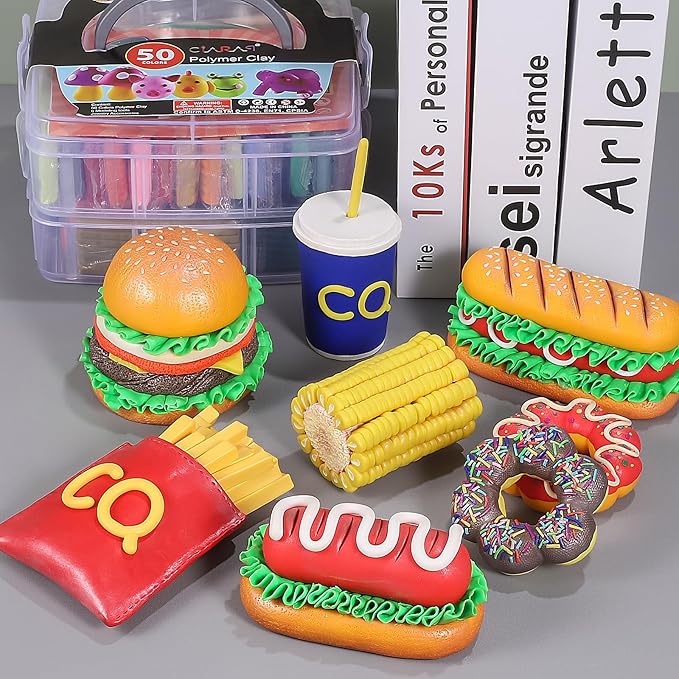 CiaraQ Polymer Clay Starter kit, Oven Bake Modeling Clay with Sculpting Tools, 50 Colors, 0.88oz/Block, 3.46 lbs