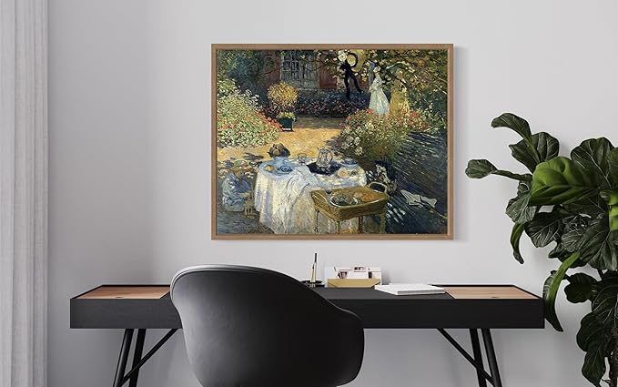 The Luncheon Claude Monet Wall Art Print Poster, Impressionist Painting Wall Art Wall Decor, for Bedroom and Living room Bathroom Decor 115 (The Luncheon, 16 x 20 inches, Wood Frame)