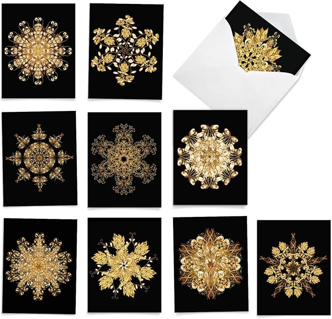 The Best Card Company - 10 Blank Note Cards Assortment (4 x 5.12 Inch) - Zen Patterns and Symbols, Bulk Boxed Set - Magnificent Mandalas AM6326OCB-B1x10