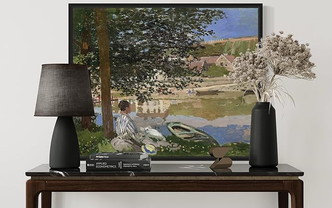 On the Bank Claude Monet Wall Art Print Poster, Impressionist Painting Wall Art Wall Decor, for Bedroom and Living room Bathroom Decor 115 (On the Bank, 11 x 14 inches, Black Frame)