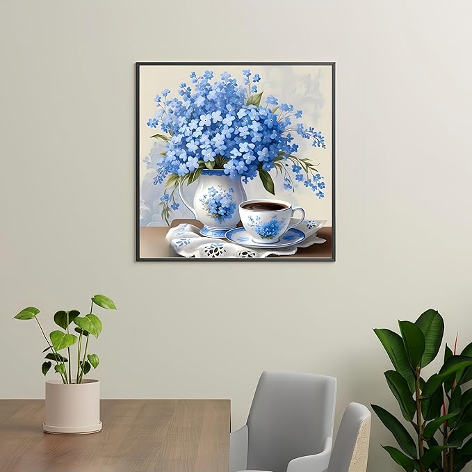 GXGLLPZBY Painting by Numbers for Adults,Flower Adult Paint by Number Kits on Canvas,5D DIY Color by Numbers for Adults Beginners,Acrylic Paint by Color Oil Painting Home Wall Decor 15.7X15.7 inch