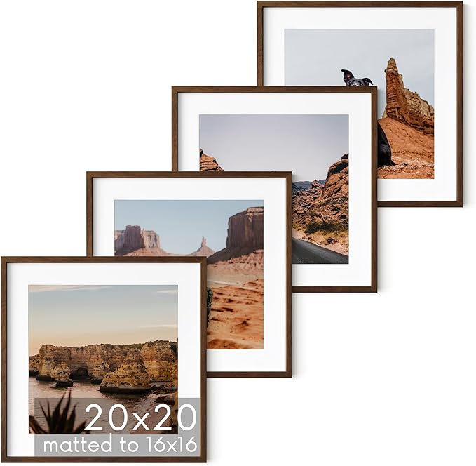 HAUS AND HUES Walnut Square Frames Set of 4-20x20